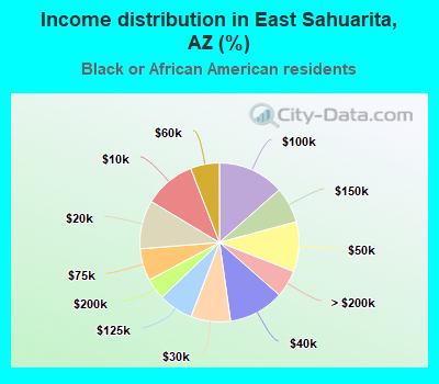 Income distribution in East Sahuarita, AZ (%)