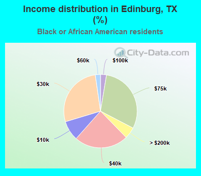 Income distribution in Edinburg, TX (%)