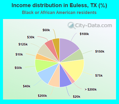 Income distribution in Euless, TX (%)