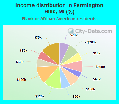 Income distribution in Farmington Hills, MI (%)