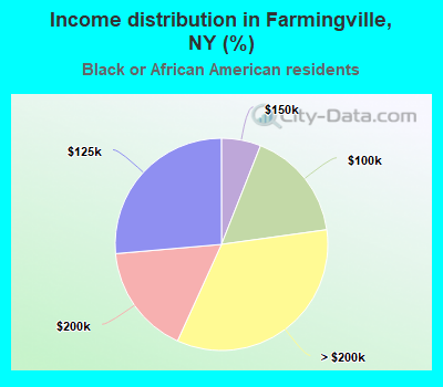 Income distribution in Farmingville, NY (%)