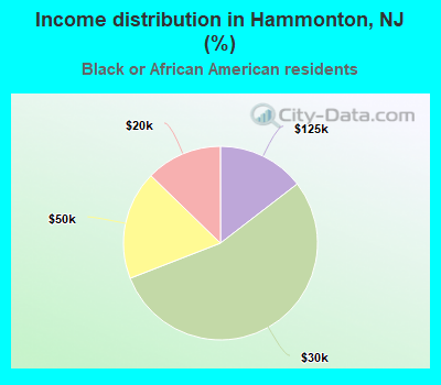 Income distribution in Hammonton, NJ (%)