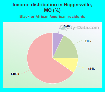 Income distribution in Higginsville, MO (%)