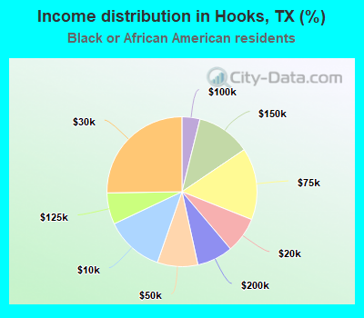 Income distribution in Hooks, TX (%)