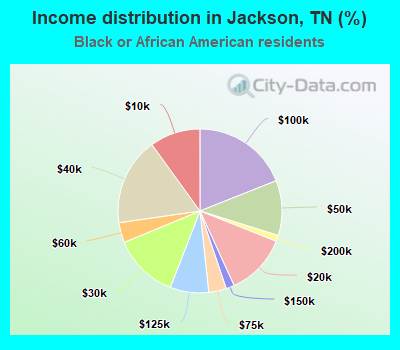 Income distribution in Jackson, TN (%)