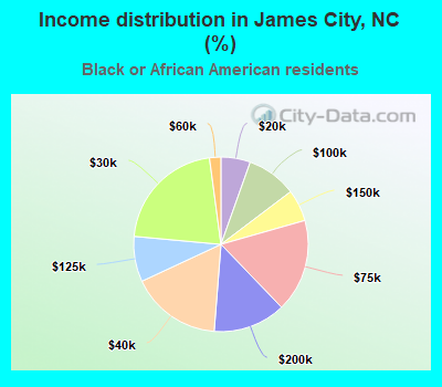 Income distribution in James City, NC (%)