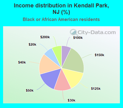 Income distribution in Kendall Park, NJ (%)