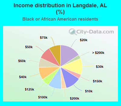 Income distribution in Langdale, AL (%)