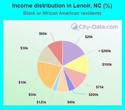 Income distribution in Lenoir, NC (%)