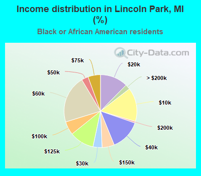 Income distribution in Lincoln Park, MI (%)