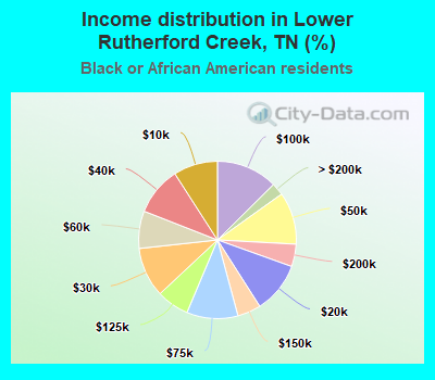 Income distribution in Lower Rutherford Creek, TN (%)
