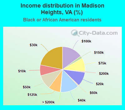 Income distribution in Madison Heights, VA (%)