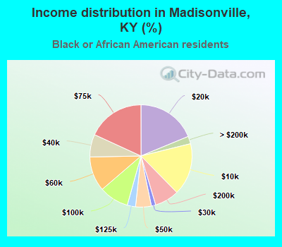 Income distribution in Madisonville, KY (%)