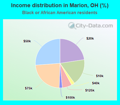 Income distribution in Marion, OH (%)