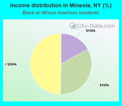 Income distribution in Mineola, NY (%)