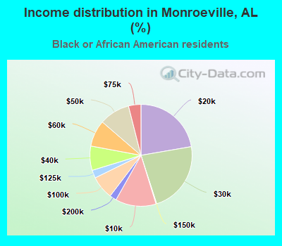 Income distribution in Monroeville, AL (%)