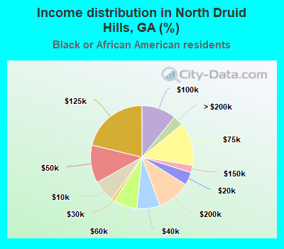 Income distribution in North Druid Hills, GA (%)