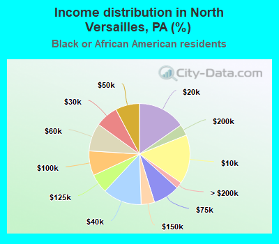 Income distribution in North Versailles, PA (%)