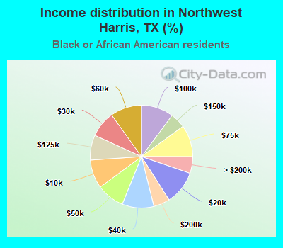 Income distribution in Northwest Harris, TX (%)