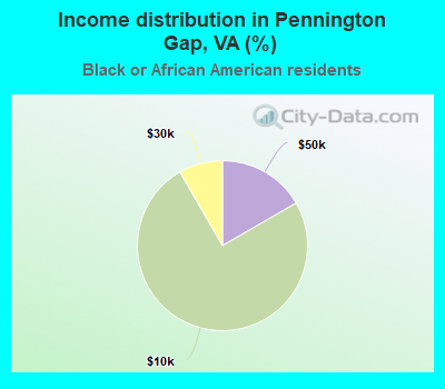 Income distribution in Pennington Gap, VA (%)