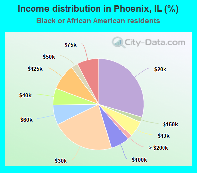 Income distribution in Phoenix, IL (%)