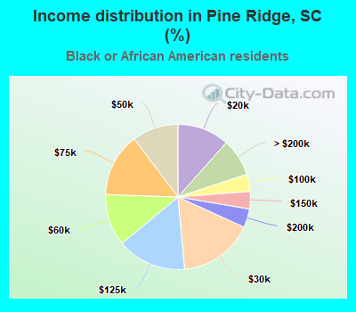 Income distribution in Pine Ridge, SC (%)