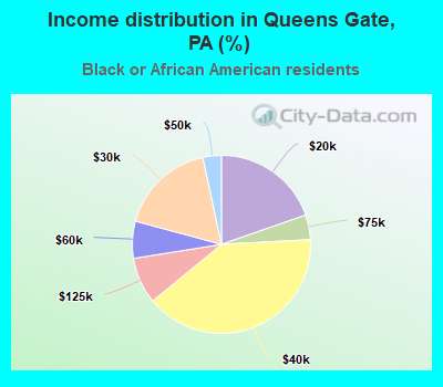 Income distribution in Queens Gate, PA (%)