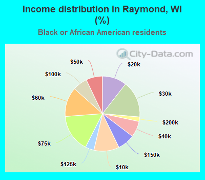 Income distribution in Raymond, WI (%)