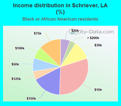 Income distribution in Schriever, LA (%)