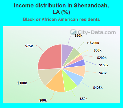 Income distribution in Shenandoah, LA (%)