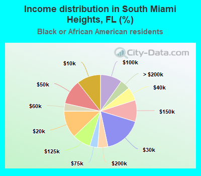 Income distribution in South Miami Heights, FL (%)