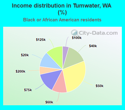 Income distribution in Tumwater, WA (%)