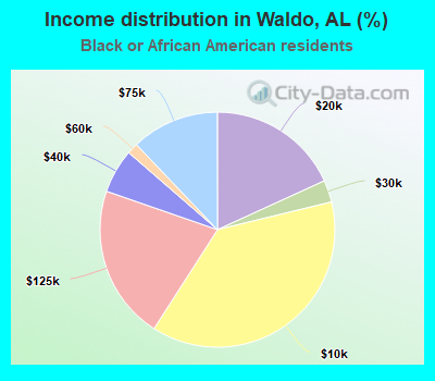 Income distribution in Waldo, AL (%)