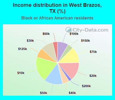 Income distribution in West Brazos, TX (%)