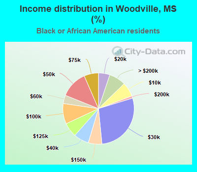 Income distribution in Woodville, MS (%)