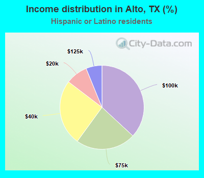 Income distribution in Alto, TX (%)