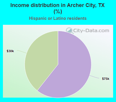 Income distribution in Archer City, TX (%)