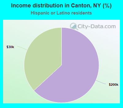 Income distribution in Canton, NY (%)