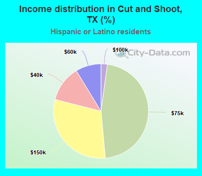 Income distribution in Cut and Shoot, TX (%)