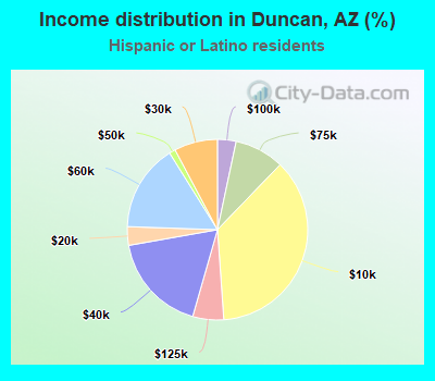 Income distribution in Duncan, AZ (%)
