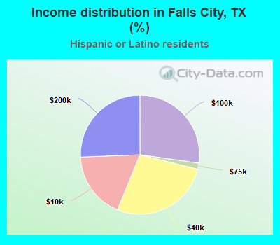 Income distribution in Falls City, TX (%)