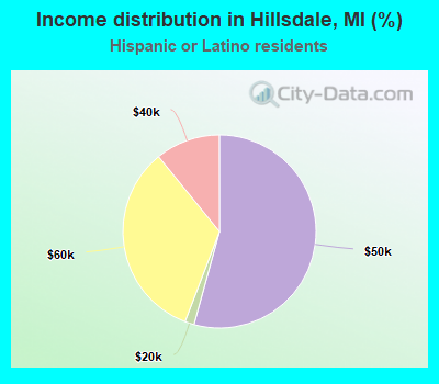 Income distribution in Hillsdale, MI (%)