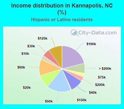 Income distribution in Kannapolis, NC (%)
