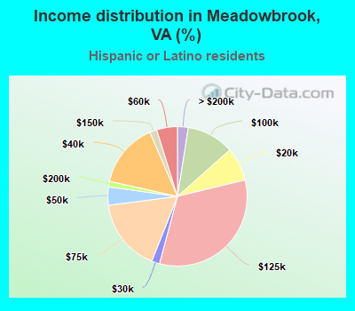 Income distribution in Meadowbrook, VA (%)