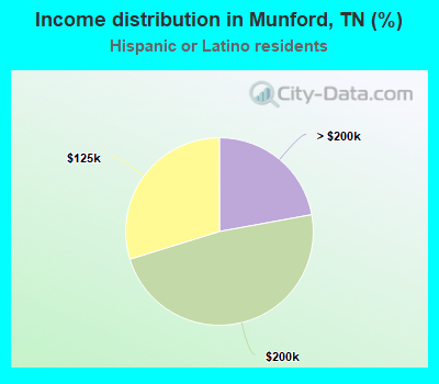 Income distribution in Munford, TN (%)