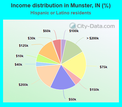 Income distribution in Munster, IN (%)