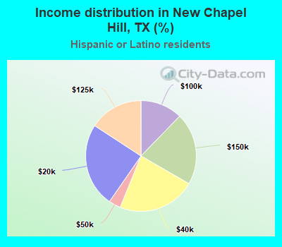Income distribution in New Chapel Hill, TX (%)