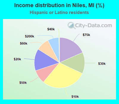 Income distribution in Niles, MI (%)