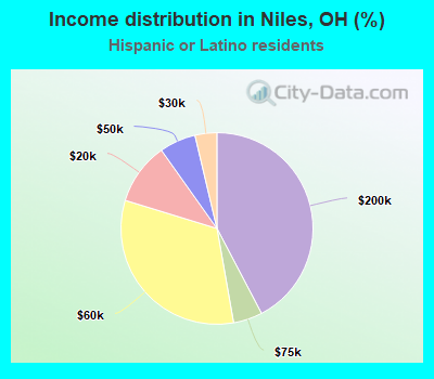 Income distribution in Niles, OH (%)