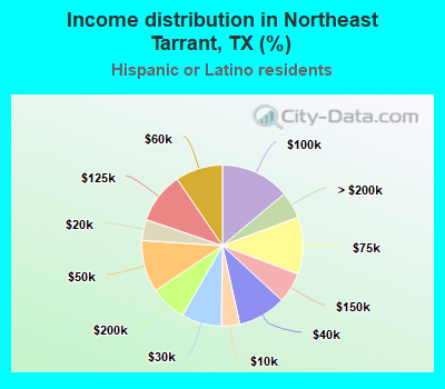Income distribution in Northeast Tarrant, TX (%)